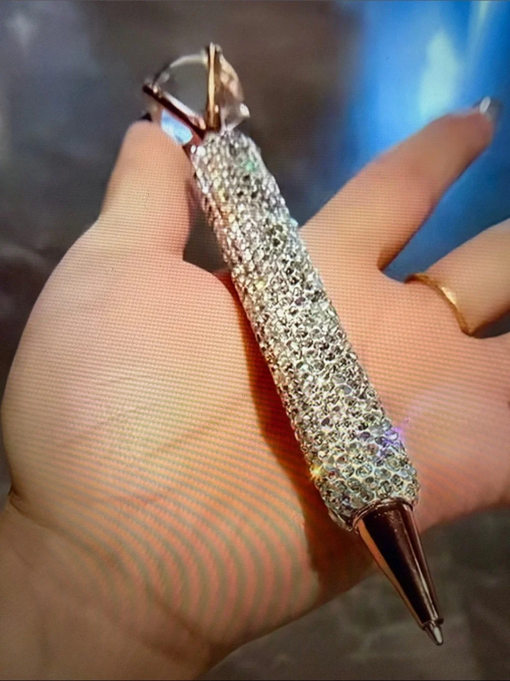 Crystal Rhinestone Statement Pen - Sparkling Silver with Rose Gold Accent. 🆕